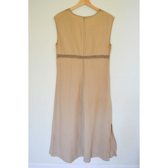 Max Mara Linen Crochet Detail Sheath Maxi Dress Size 8 - Picture 8 of 8